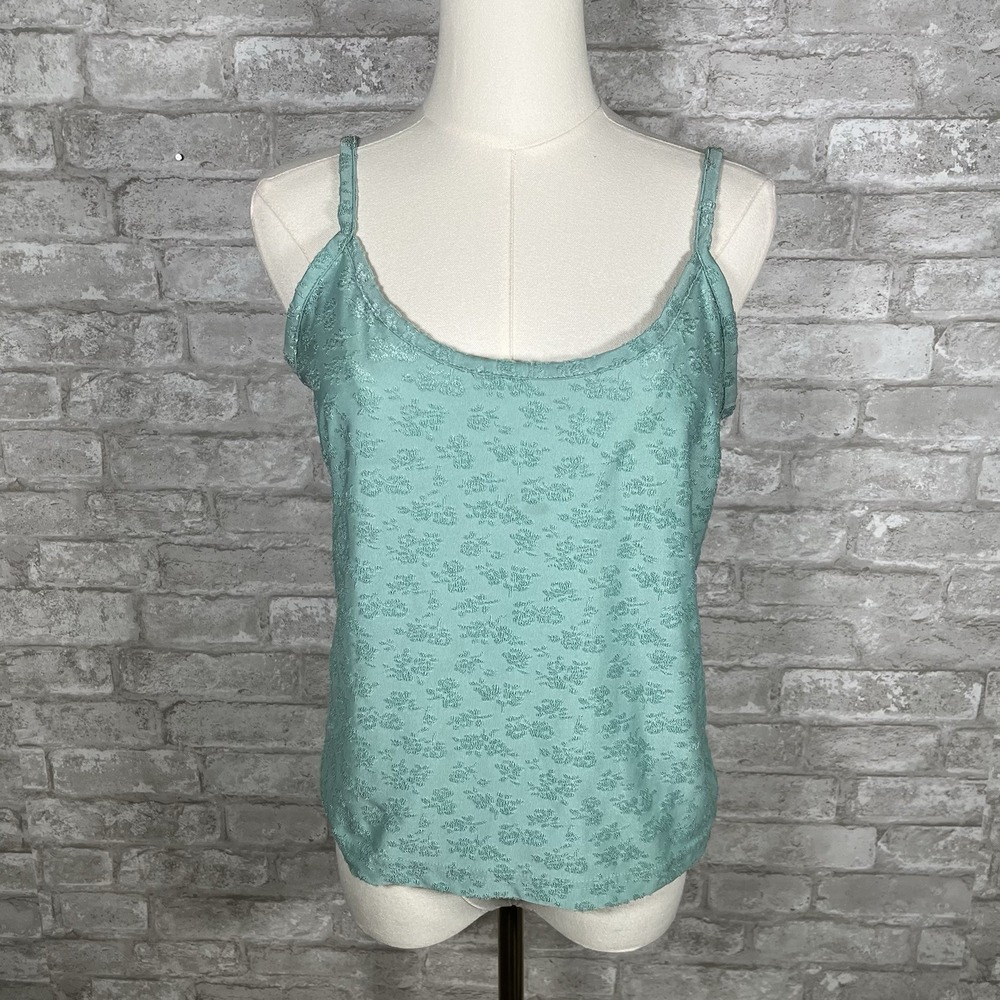 Vintage Express Tricot Mint Green Floral Camisole Size Large Fairy Boho Festival